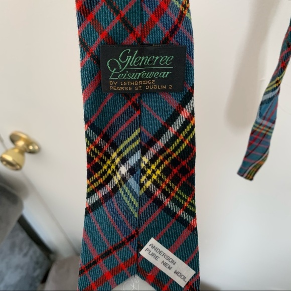 Vintage Tartan Plaid Wool Necktie Anderson - Picture 1 of 3